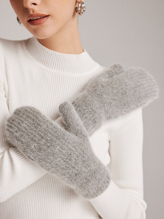 Plush Warm Rabbit Fur Gloves Shine Aura