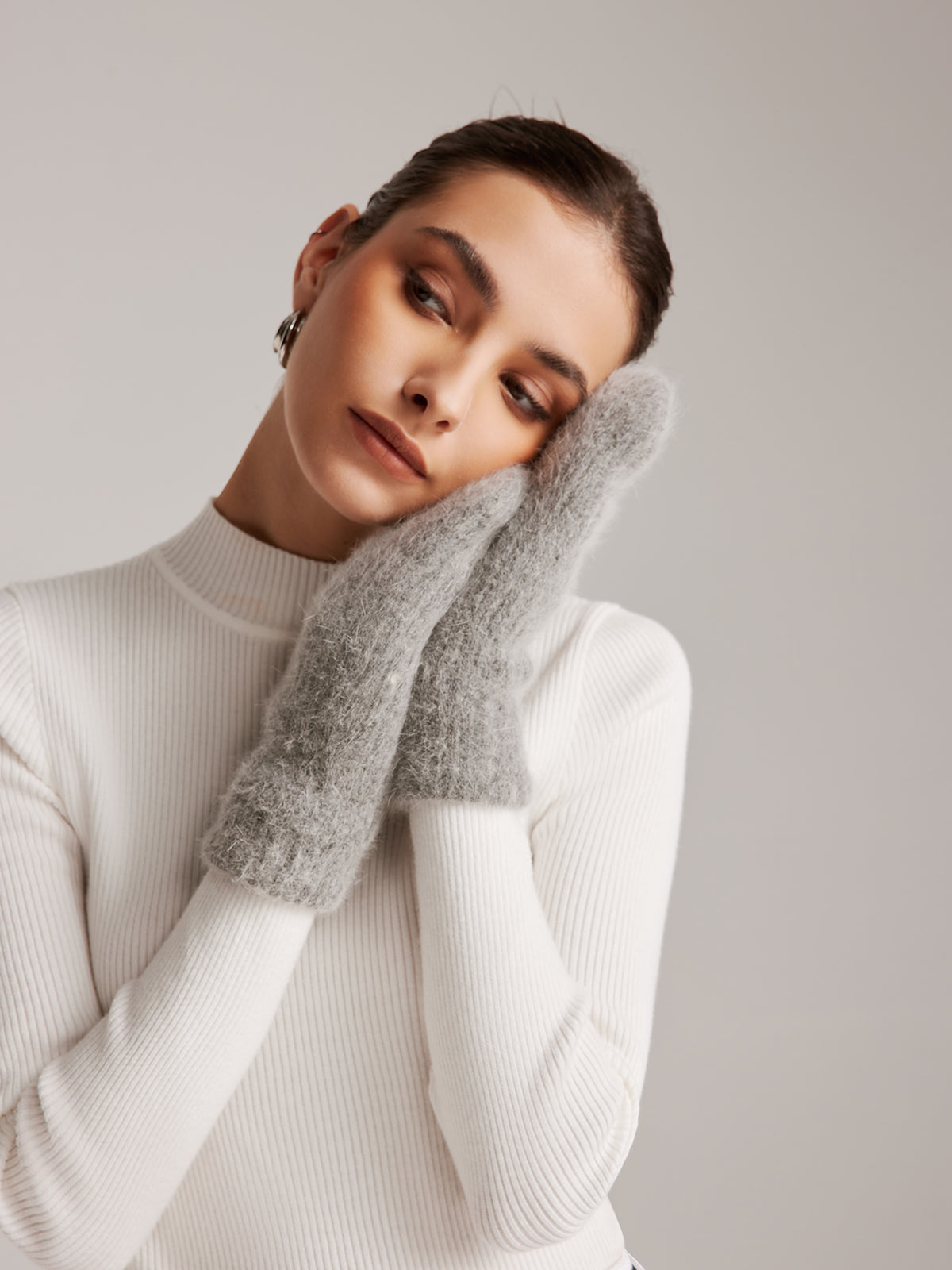 Plush Warm Rabbit Fur Gloves Shine Aura
