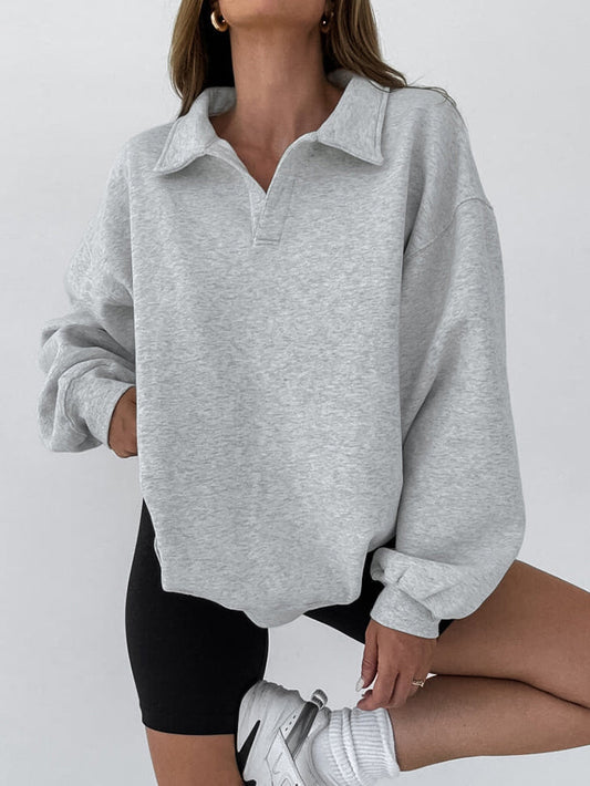 Minimalist Plain Polo Sweatshirt Shine Aura