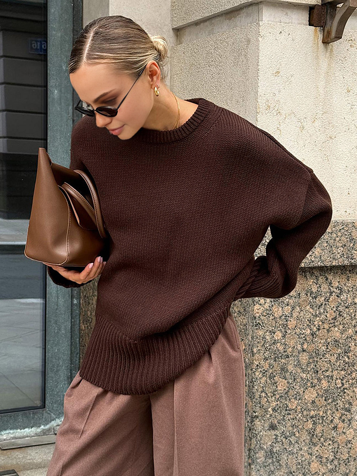 Minimalist Plain Shift Sweater Shine Aura