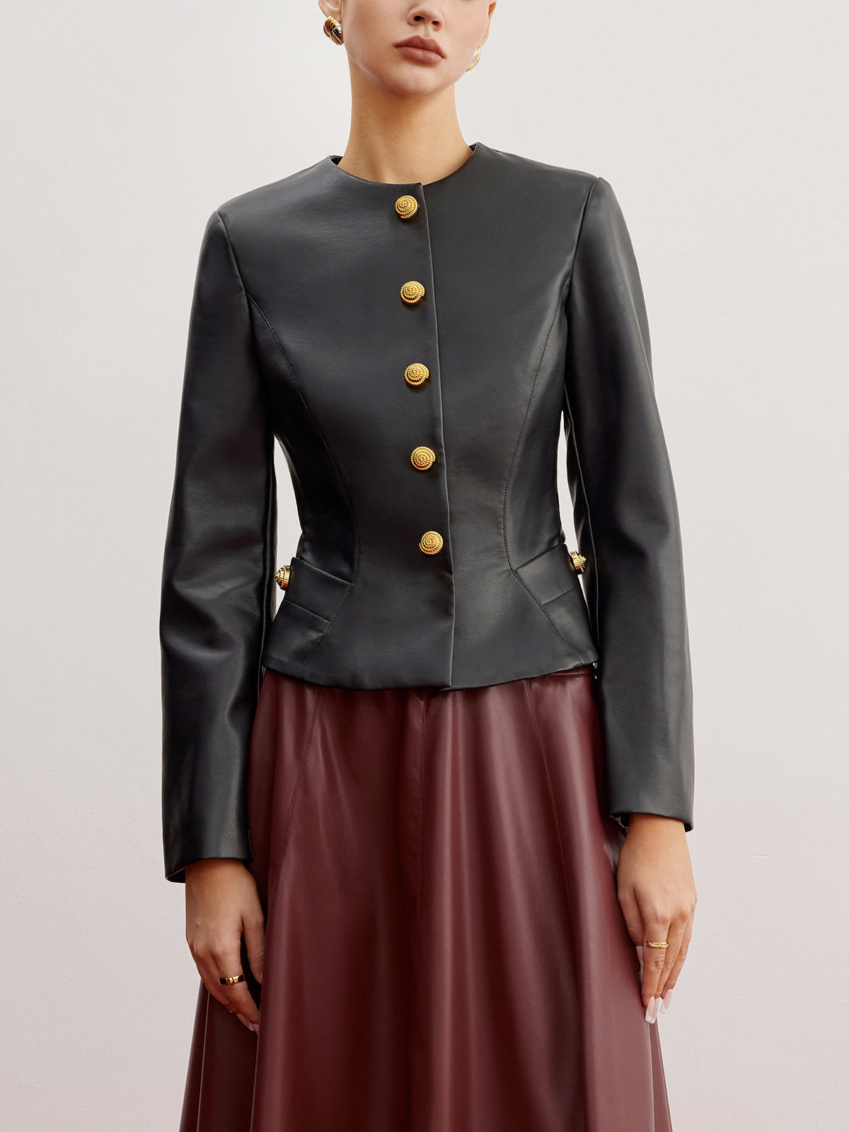 Sade Suni Deri Slim Ceket Shine Aura