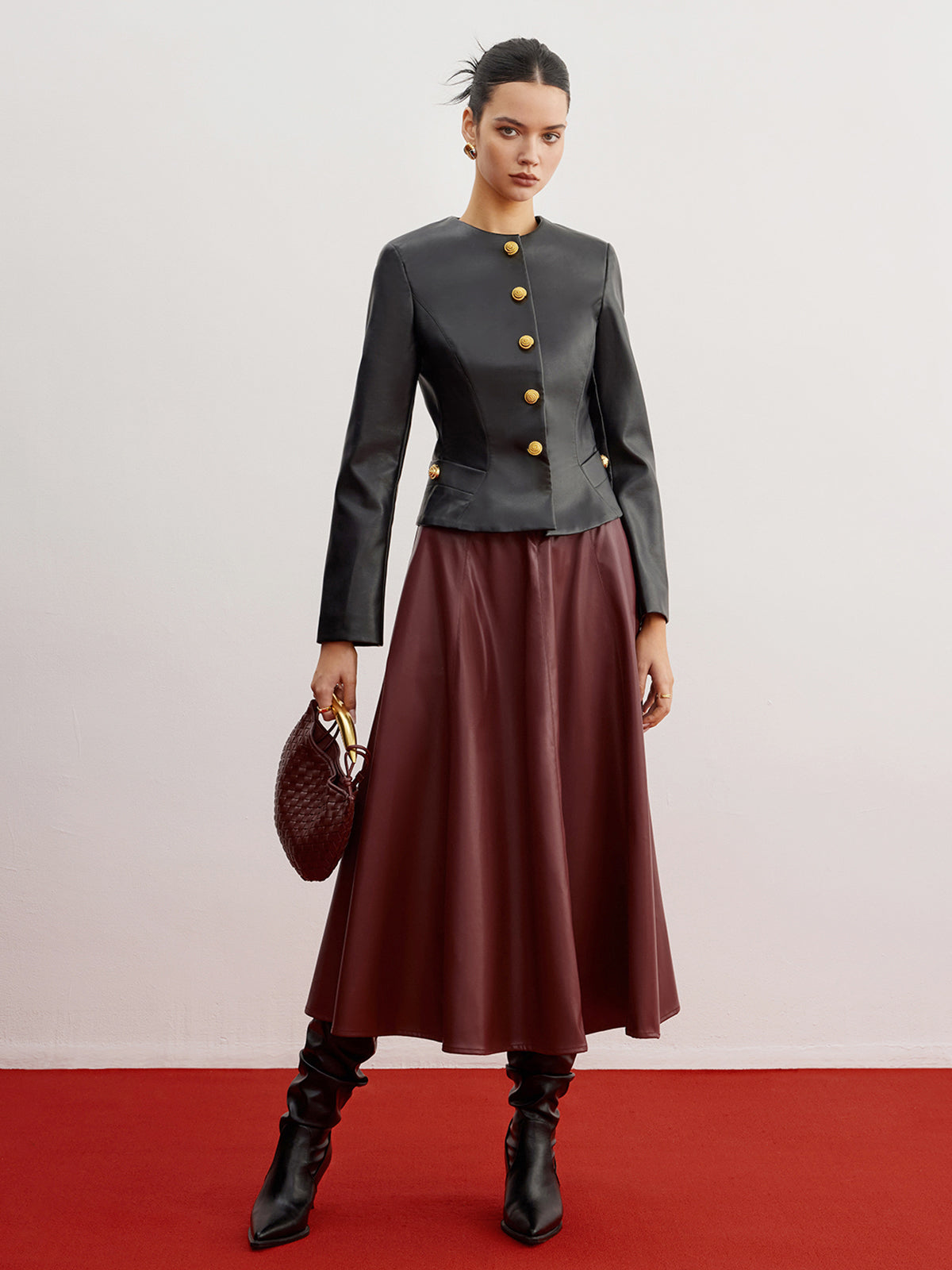 Sade Suni Deri Slim Ceket Shine Aura