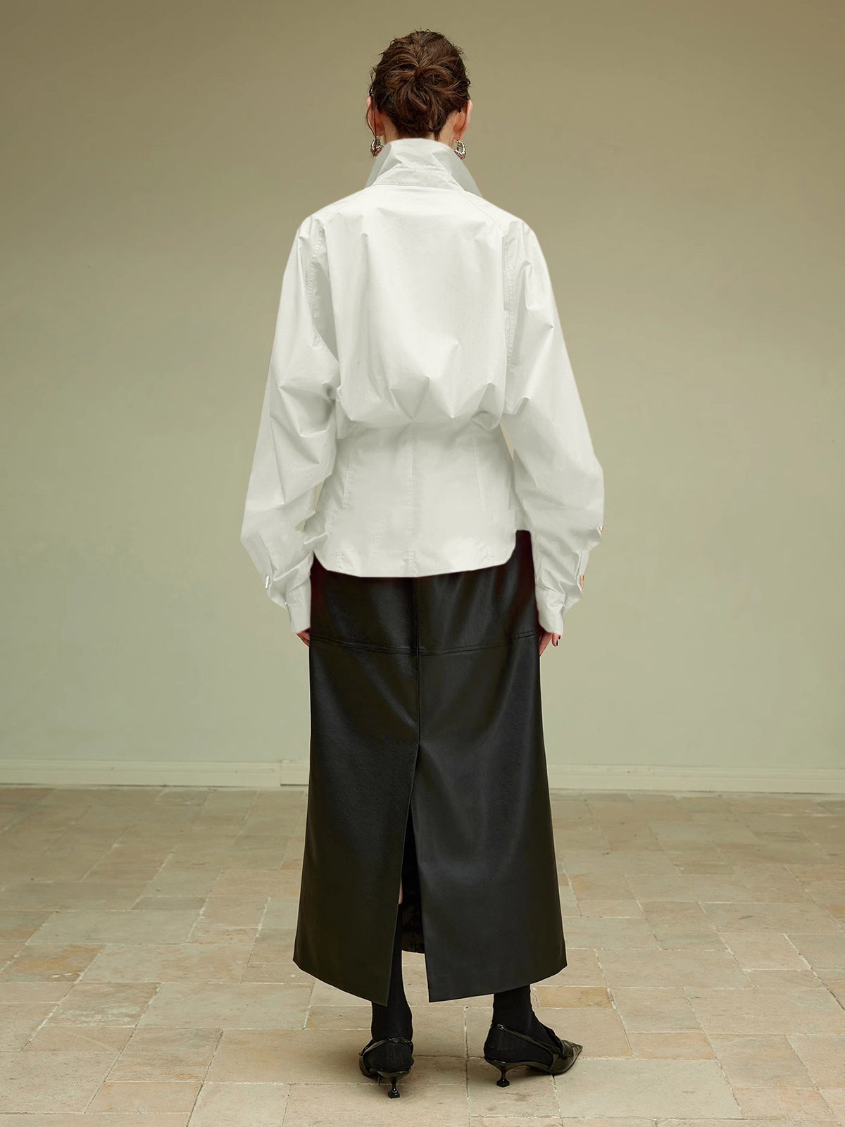 Cotton Side Pleated Polo Shirt Shine Aura