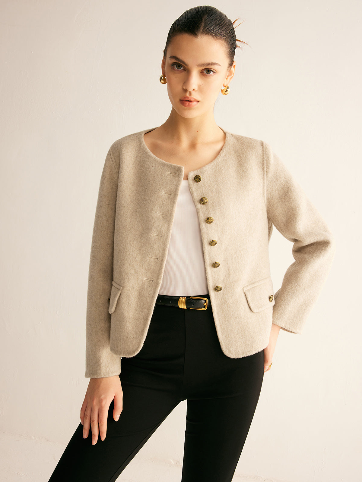 Yün Karışımlı Şık Düğmeli Blazer Shine Aura