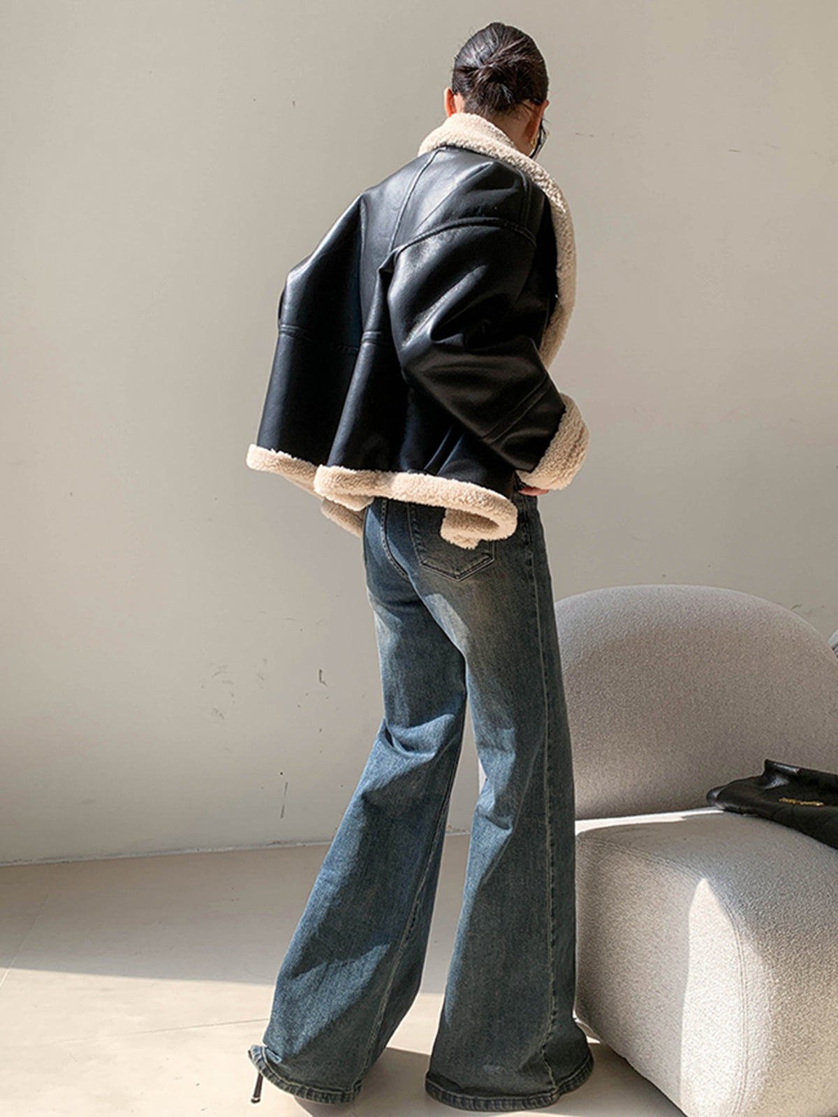 Polar Astarlı Sahte Deri Ceket Shine Aura