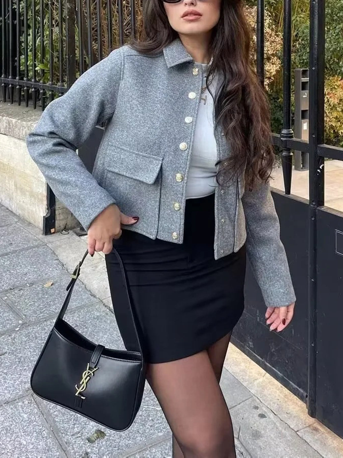 Süet Düğmeli Kısa Polo Ceket Shine Aura