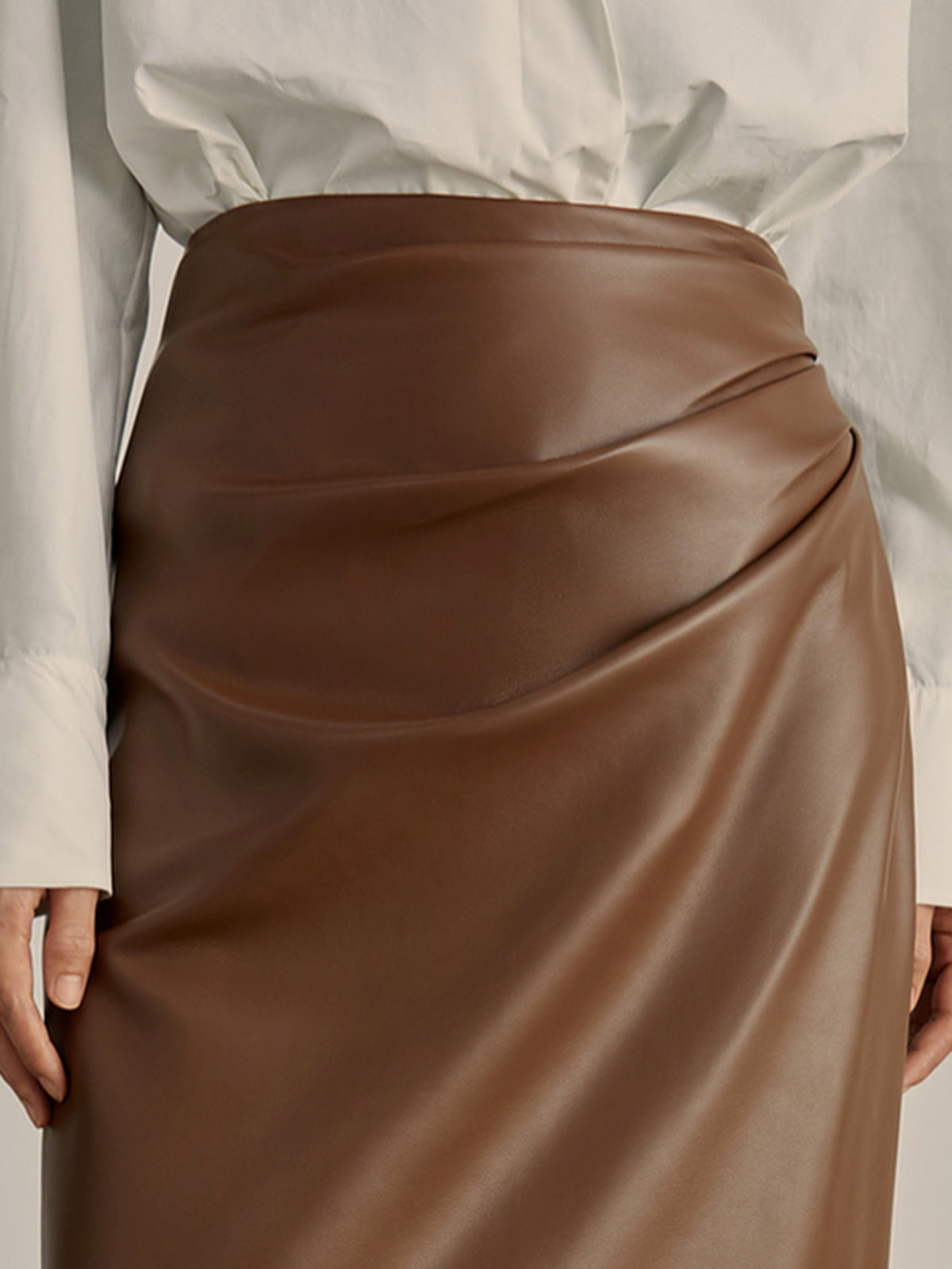 Minimalist PU Leather Skirt Shine Aura