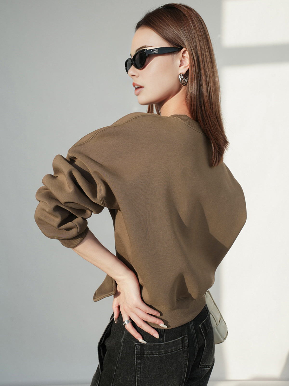 Belted Short Sweatshirt Shine Aura