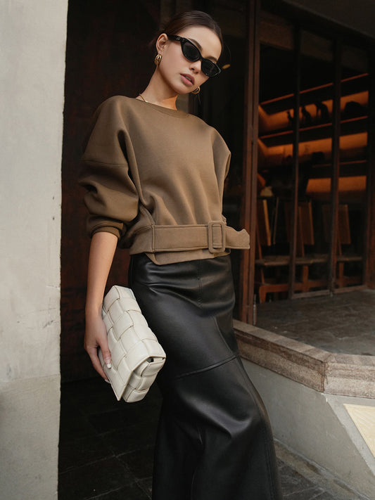 Belted Short Sweatshirt Shine Aura