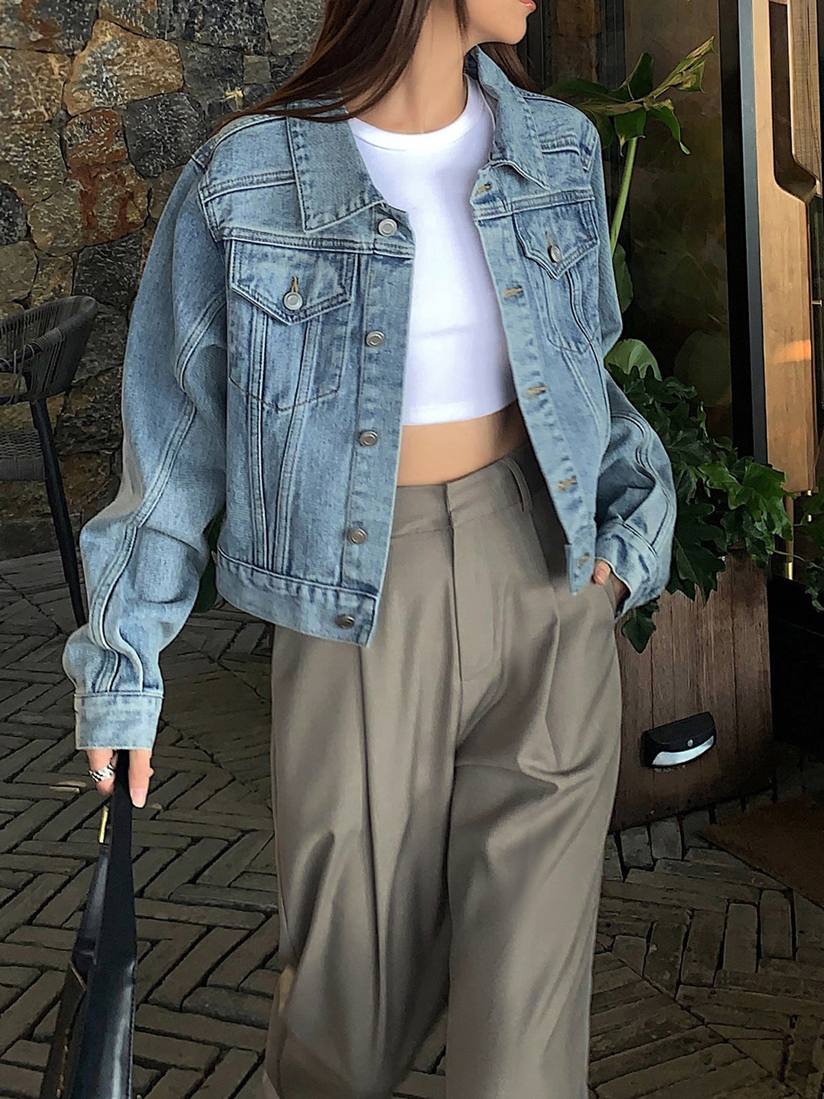 Sıradan Cepli Kot Kısa Ceket Shine Aura