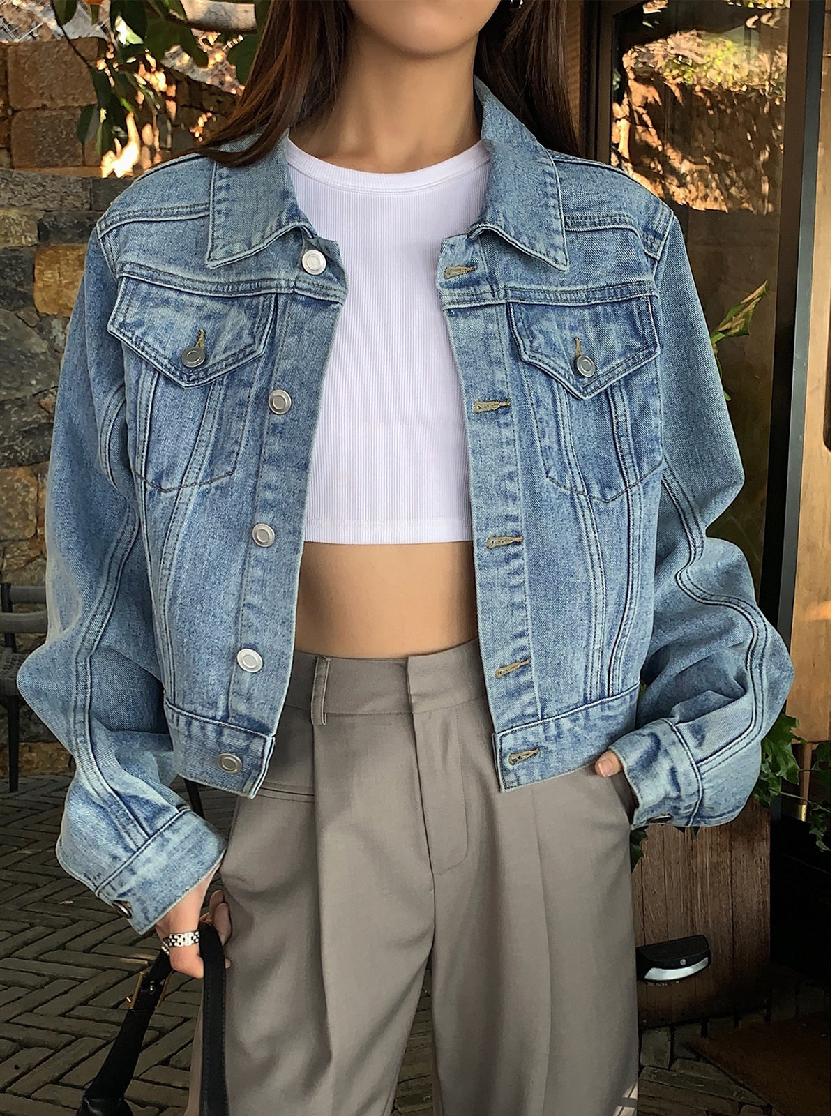 Sıradan Cepli Kot Kısa Ceket Shine Aura