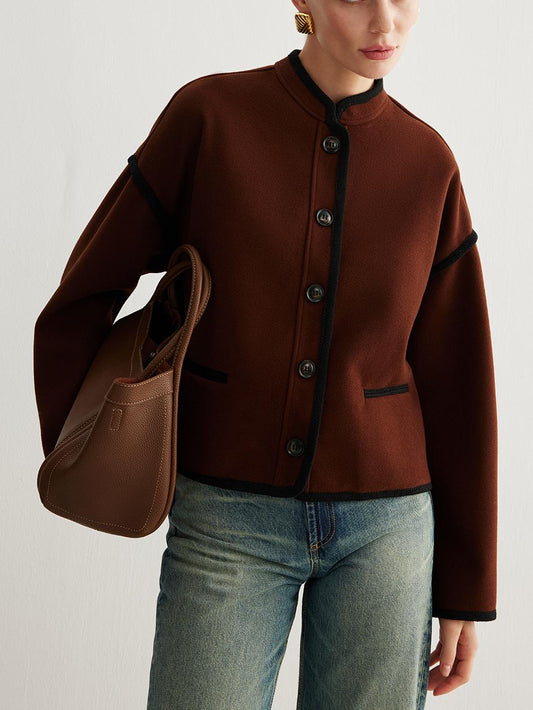 Minimalist Kontrast Şeritli Tweed Ceket Shine Aura