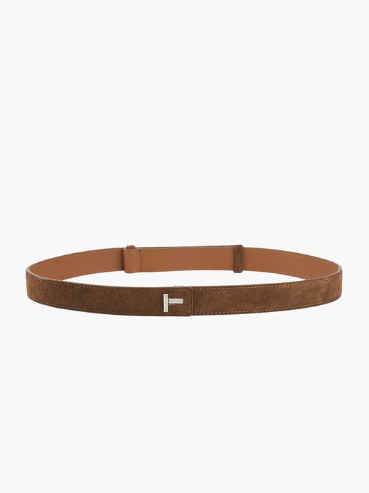 Minimalist Plain Slim Leather Belt Shine Aura