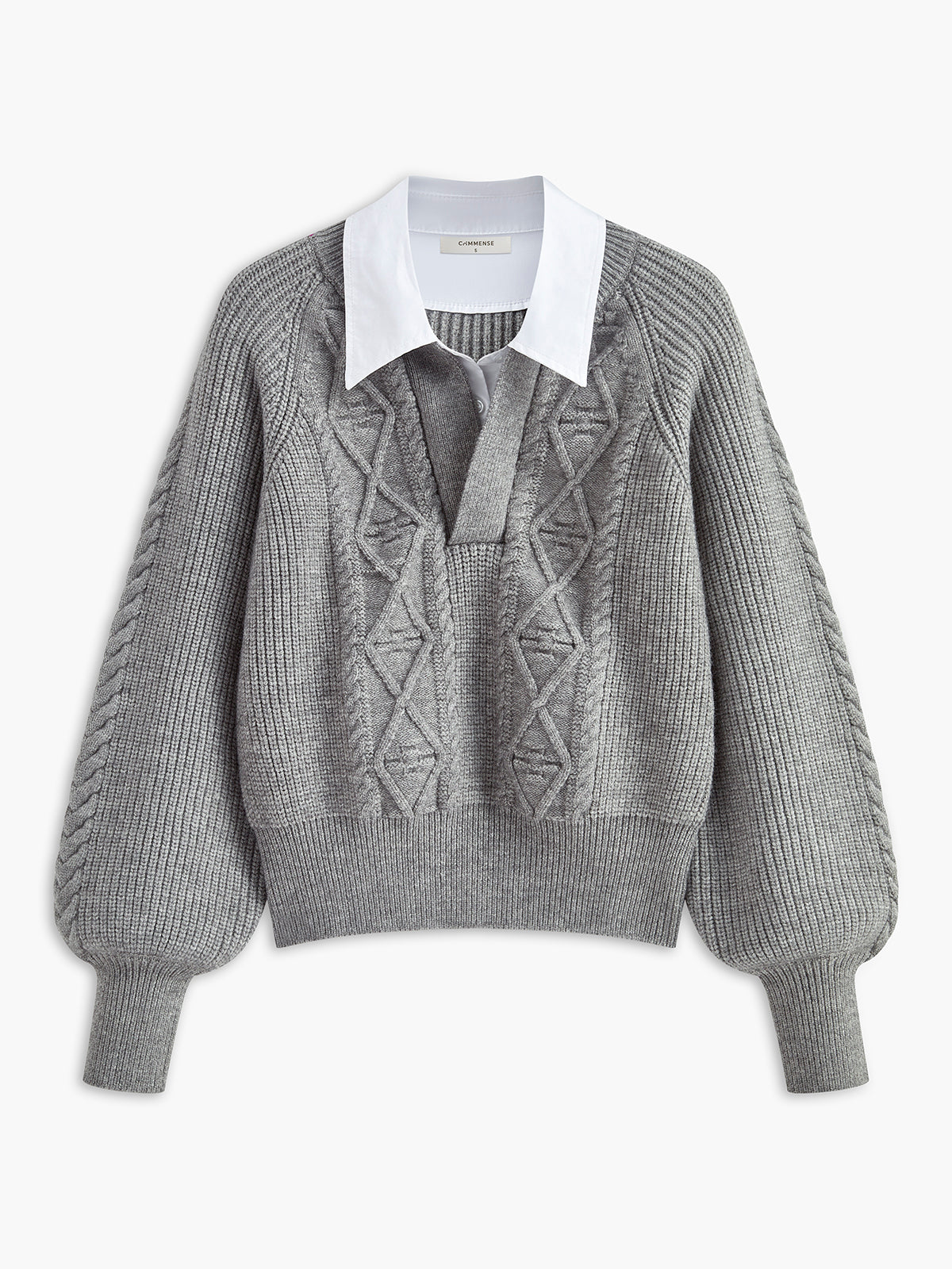 Leisure Contrast Collar Knit Top Shine Aura