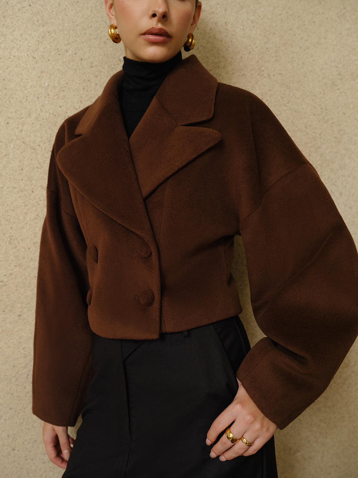 Düğmeli Keten Yaka Kısa Mont Shine Aura