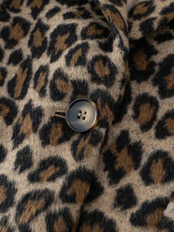 Leopar Desenli Düğmeli Tweed Ceket Shine Aura