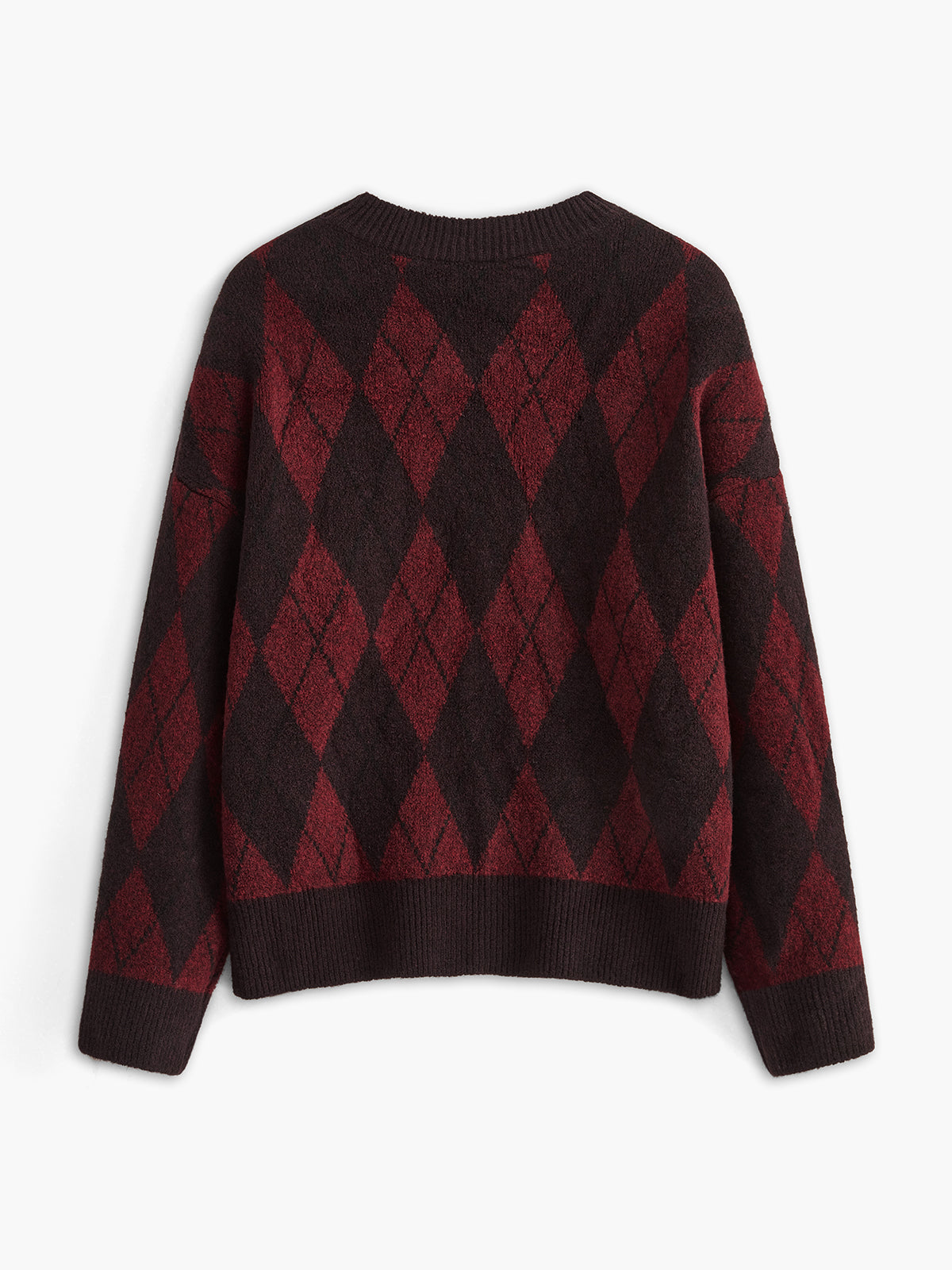 Retro Rhombic-Pattern Sweater Shine Aura