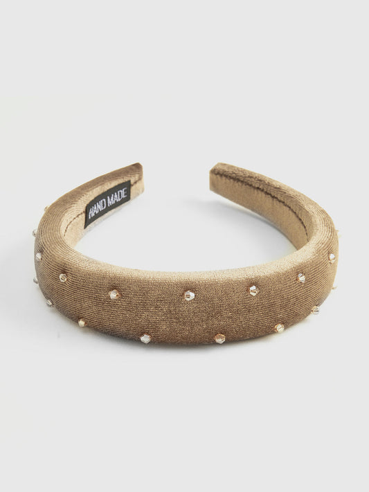 Retro Kadife Rhinestone Saç Bandı Shine Aura