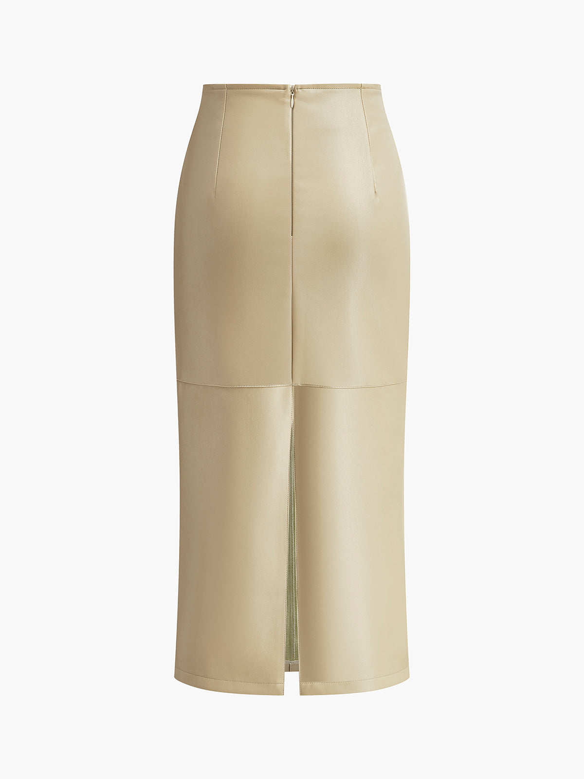 Suni Deri Piping Büzgülü Midi Etek Shine Aura