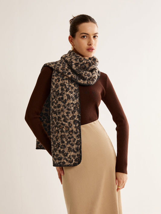 Leopar Desenli Minky Şal Shine Aura