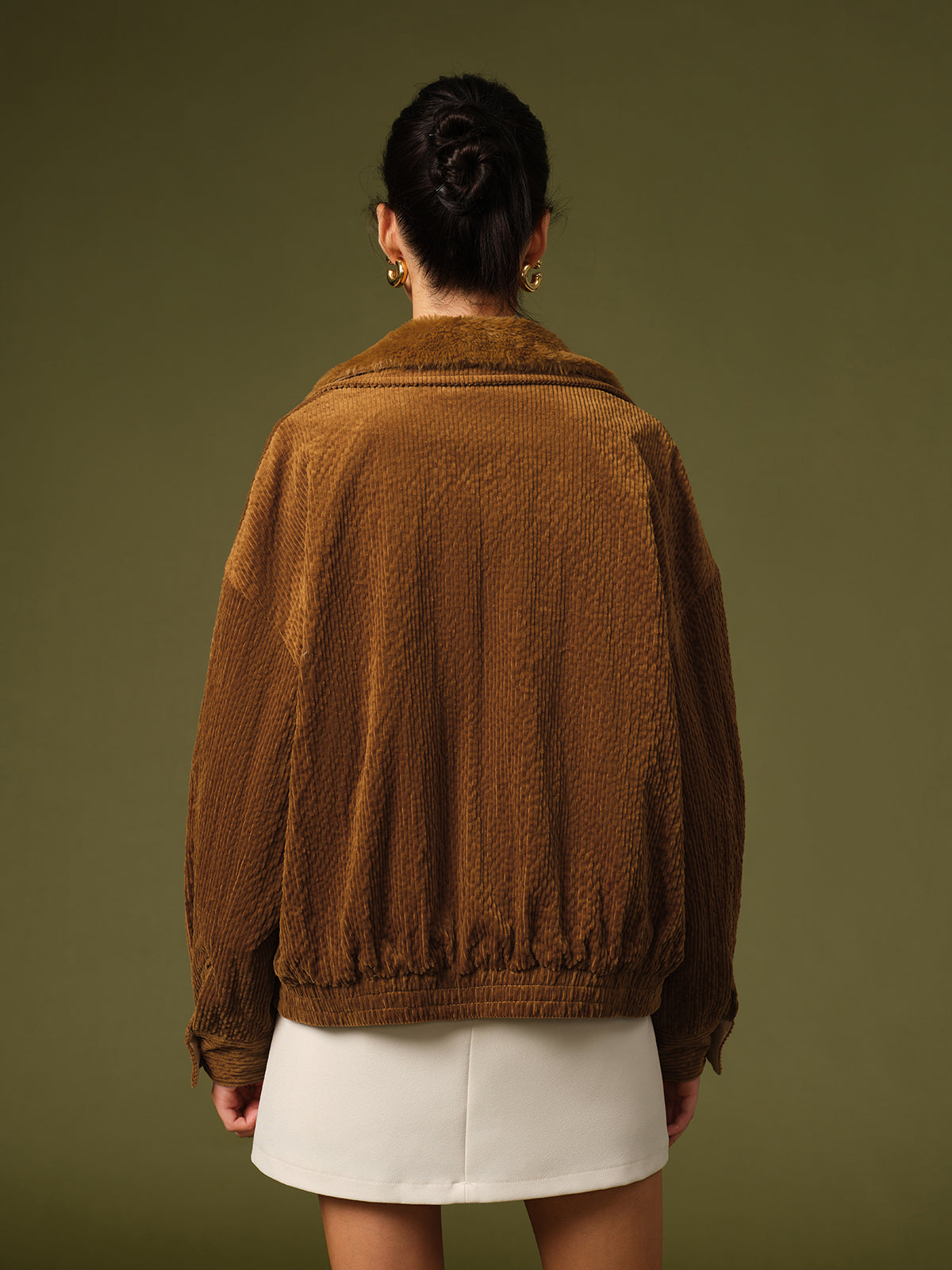 Retro Kadife Fermuarlı Ceket Shine Aura