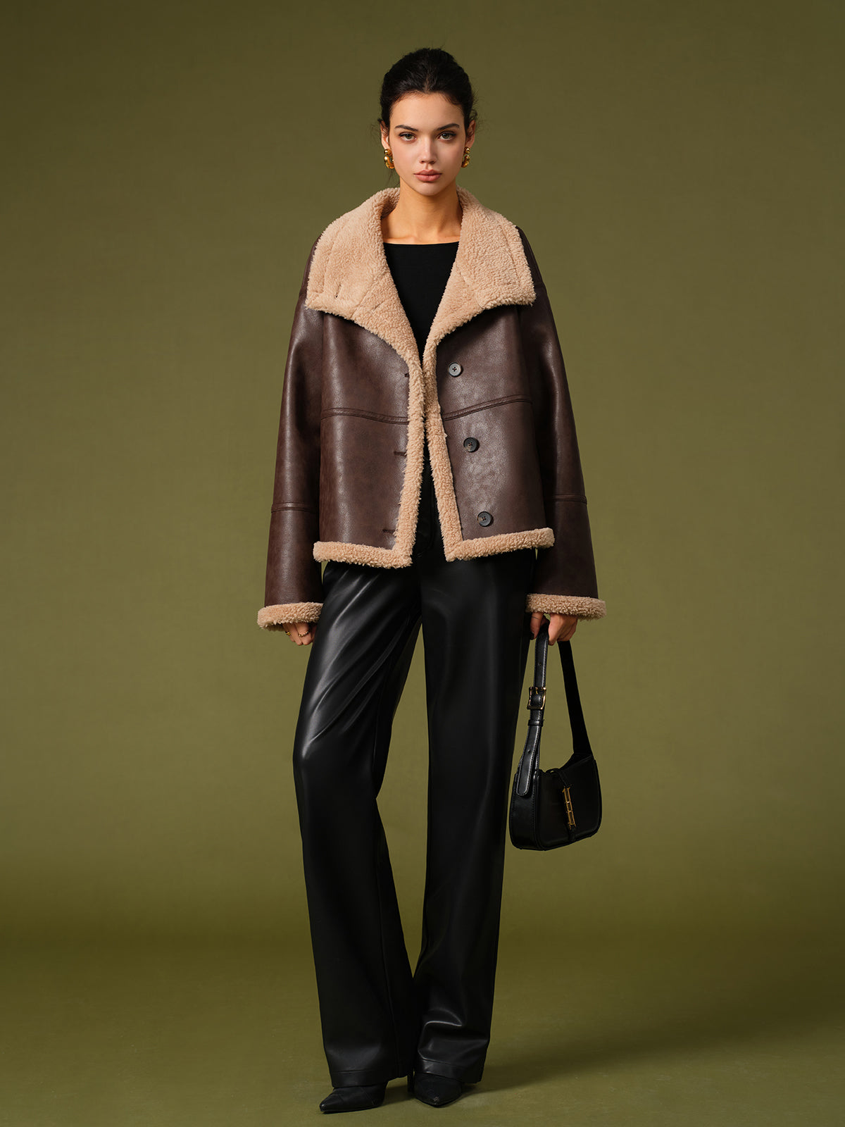 Suni Deri Sıcak Polar Ceketler Shine Aura