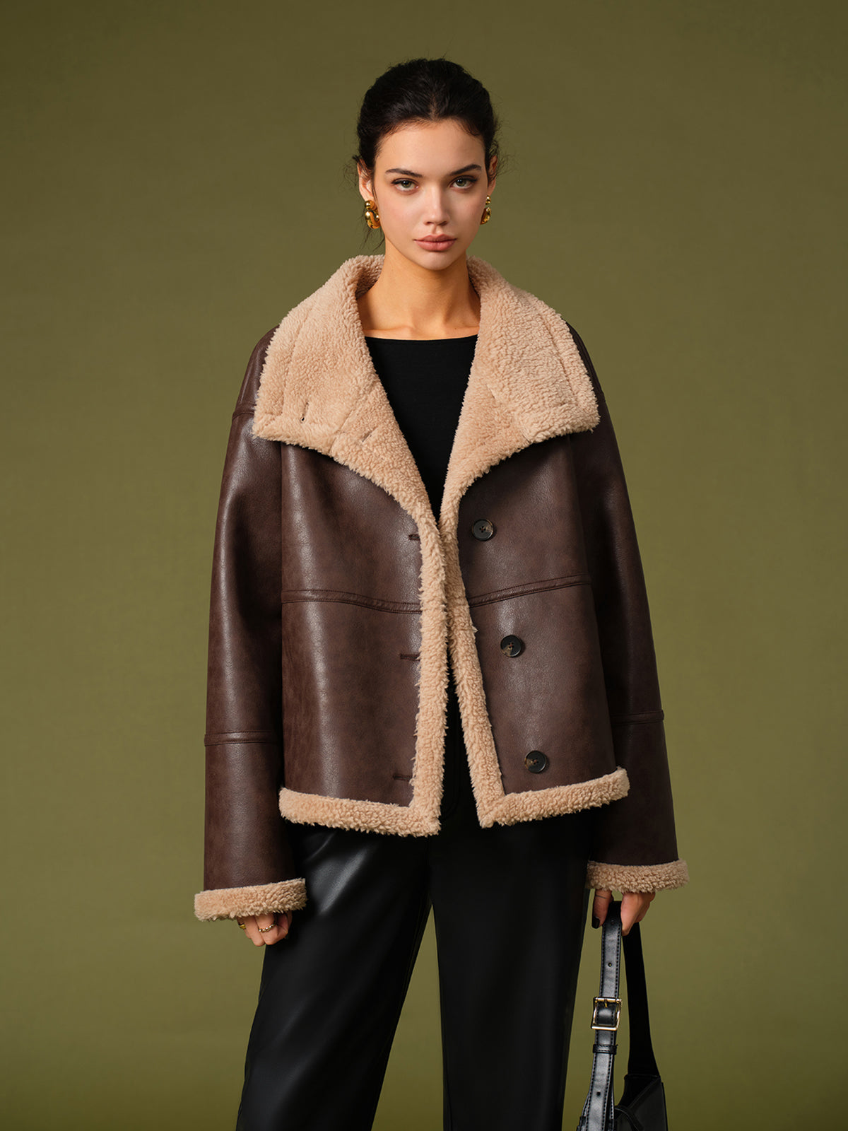 Suni Deri Sıcak Polar Ceketler Shine Aura