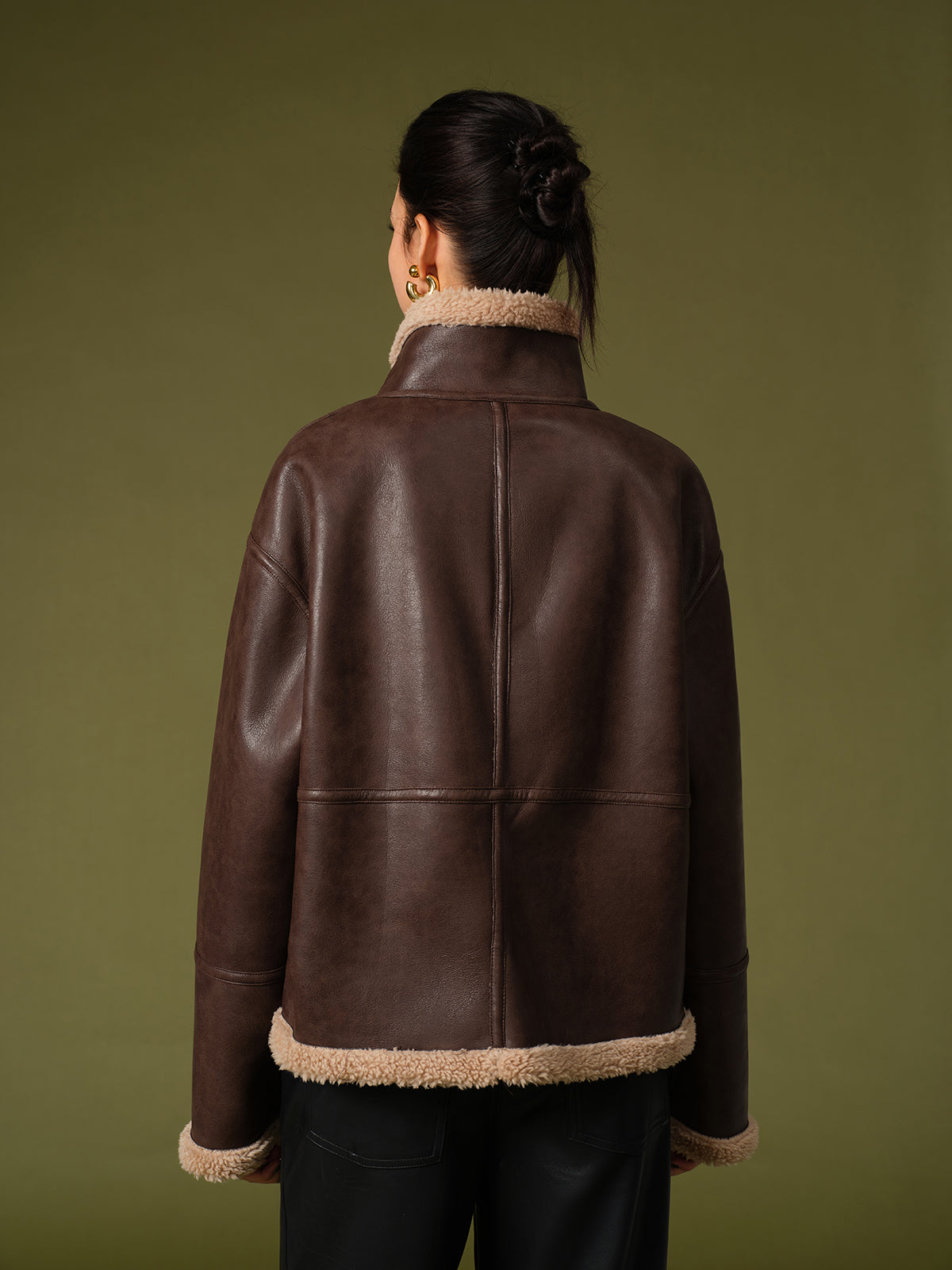 Suni Deri Sıcak Polar Ceketler Shine Aura