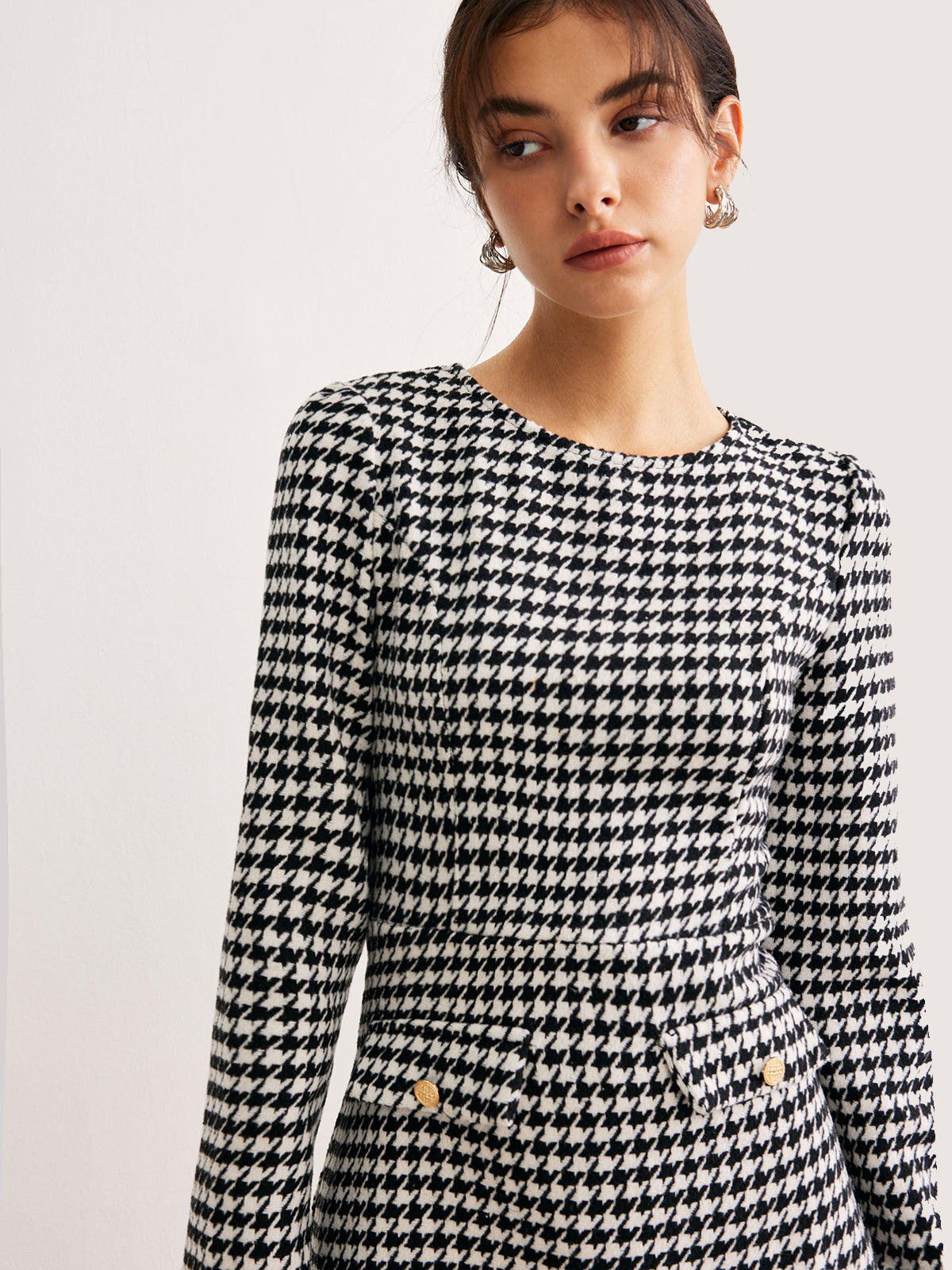Houndstooth Pano Kısa Elbise Shine Aura