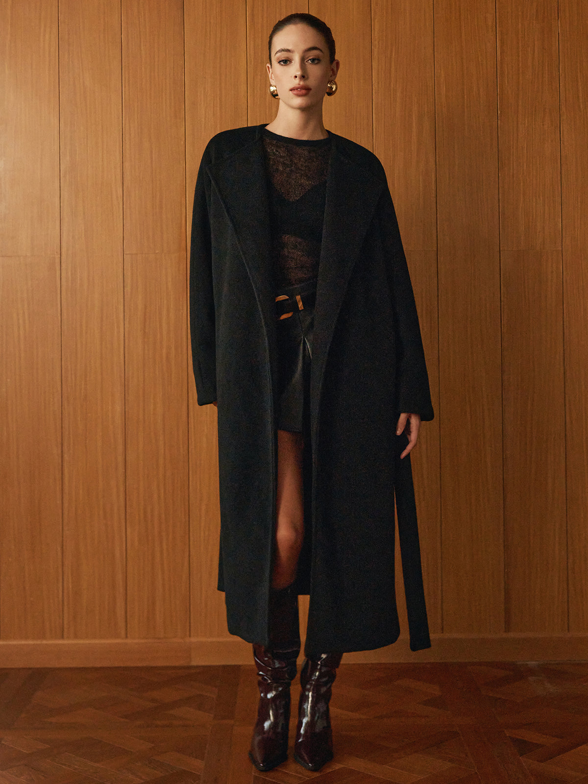 Çok Yönlü Kuşaklı Sıcak Palto ve Şal Shine Aura