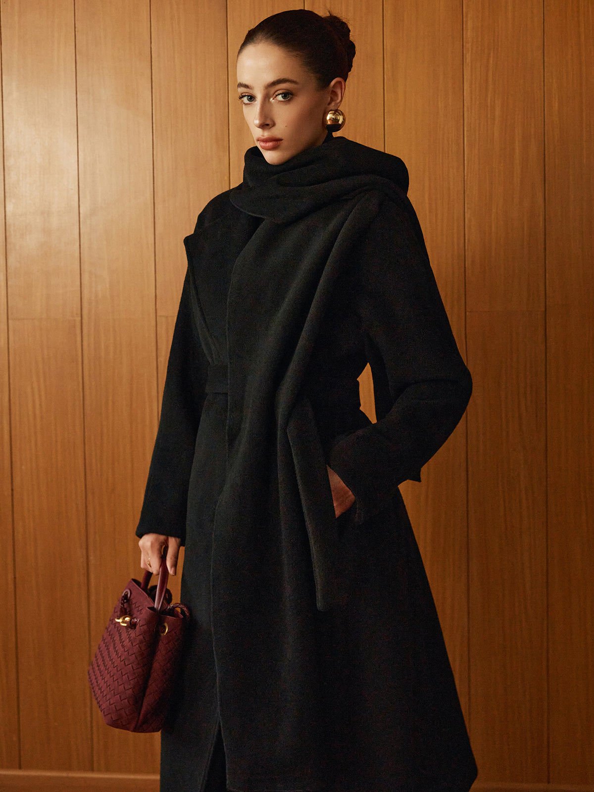 Çok Yönlü Kuşaklı Sıcak Palto ve Şal Shine Aura