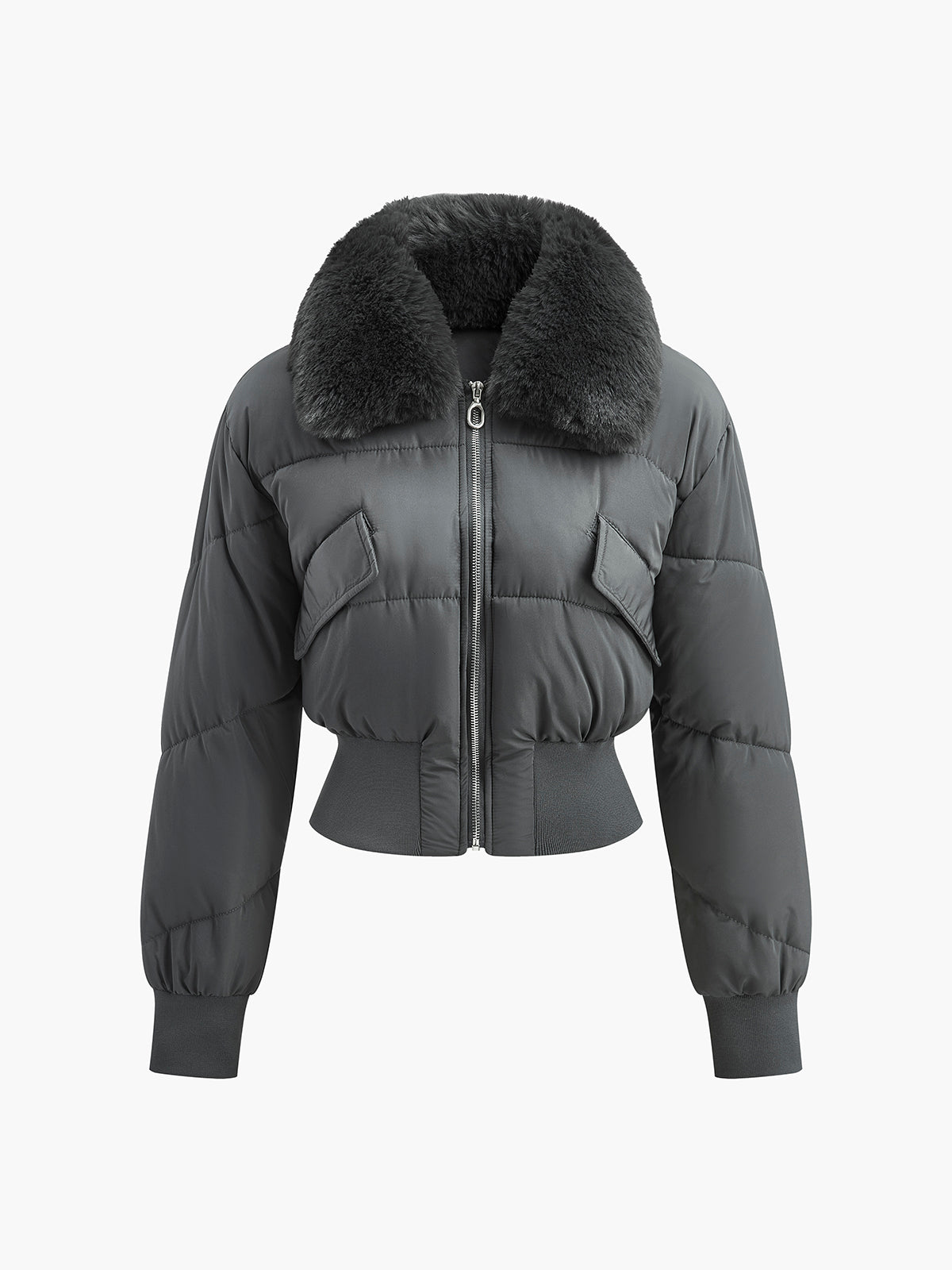 Sentetik Kürk Fermuarlı Kış Kabanı Shine Aura