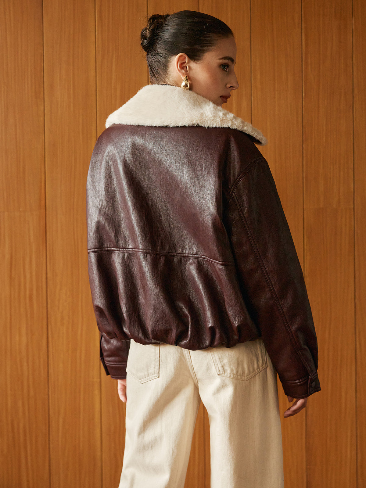 Polar Astar Yalıtımlı Suni Deri Fermuarlı Ceket Shine Aura