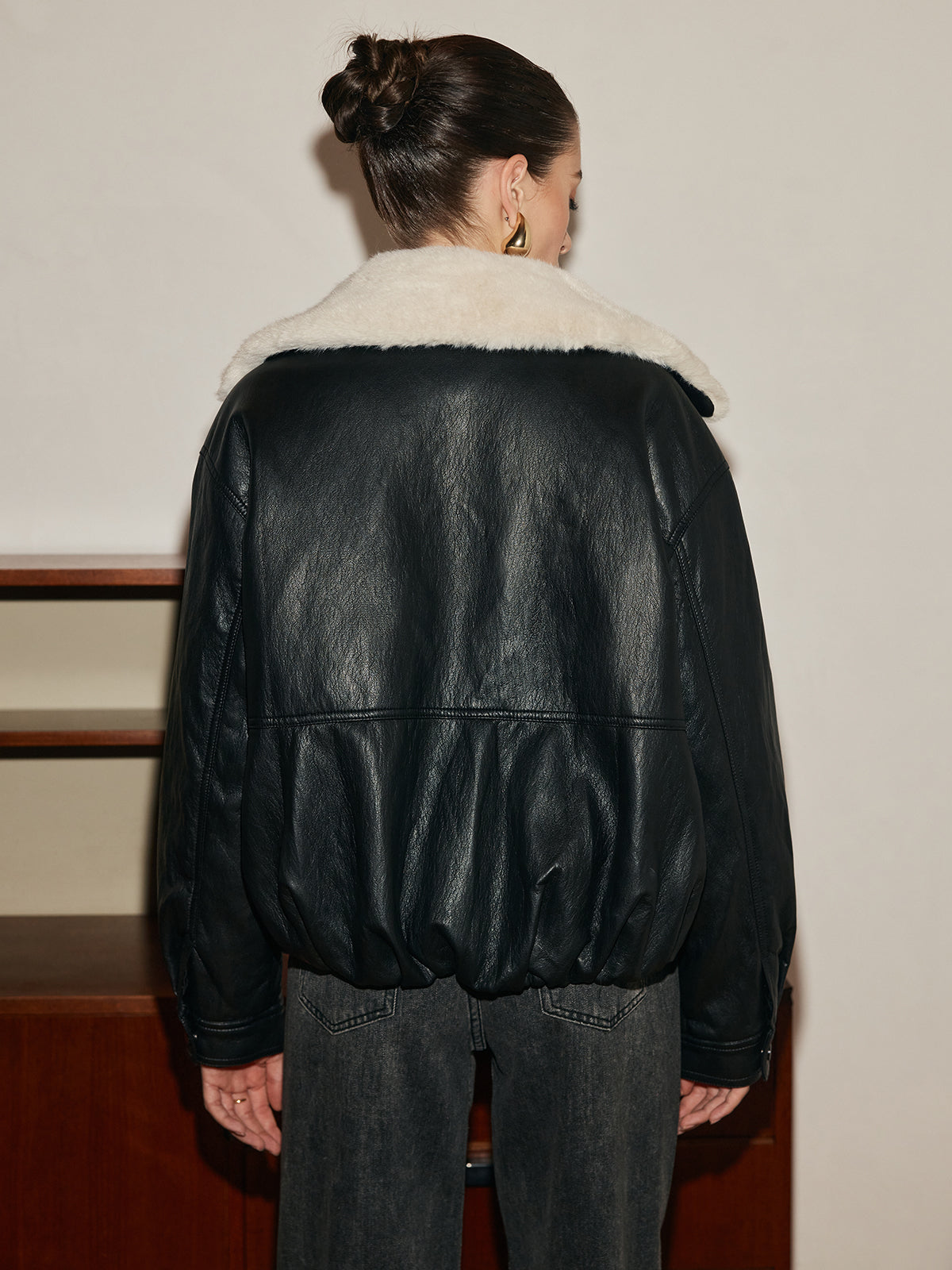 Polar Astar Yalıtımlı Suni Deri Fermuarlı Ceket Shine Aura