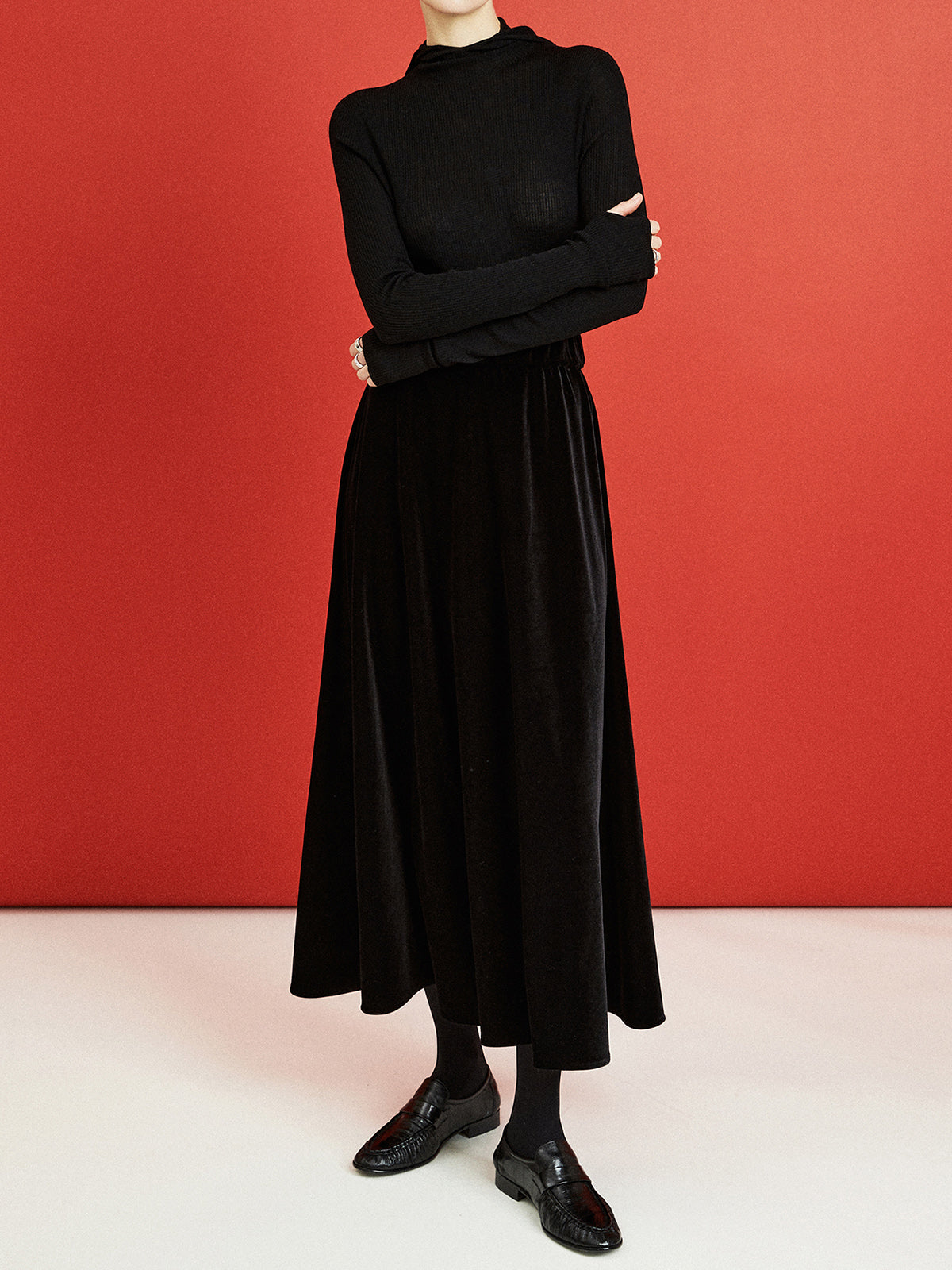 Sonsuz Şıklık İçin Lüks Kadife Maxi Etek Shine Aura