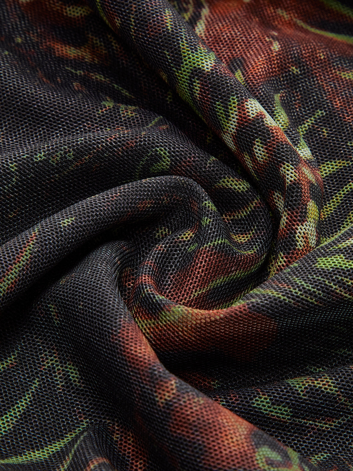 Retro Tie-Dye Baskılı Ağ Elbise Shine Aura