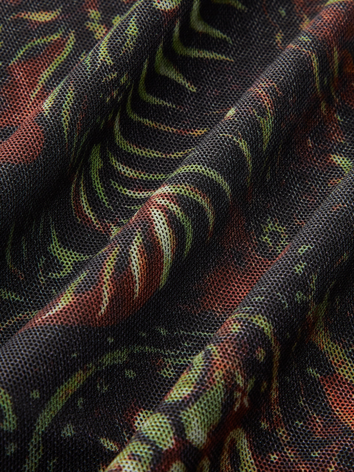 Retro Tie-Dye Baskılı Ağ Elbise Shine Aura
