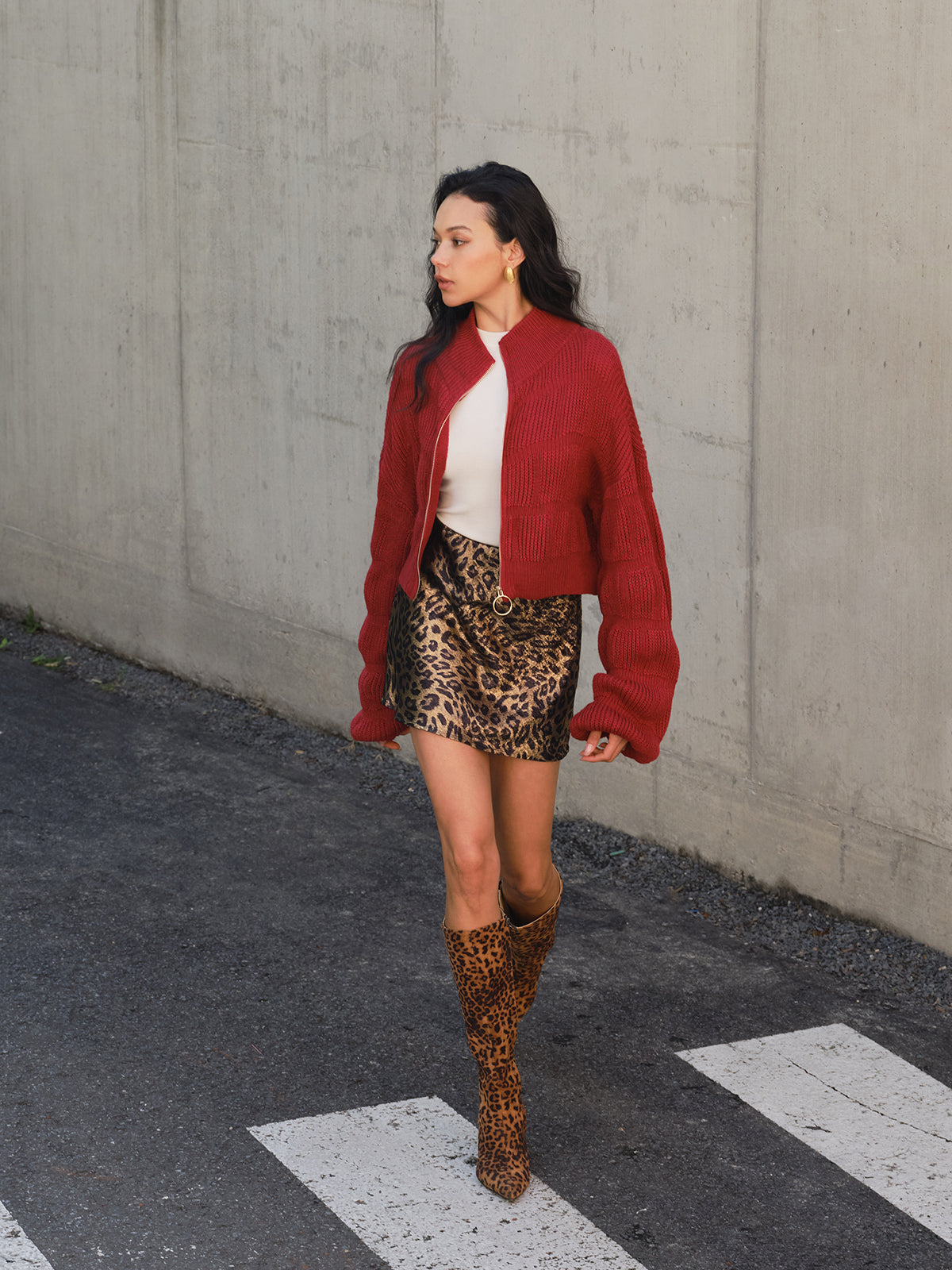 Şık Yarım Yaka Fermuarlı Kısa Kaban ile Ş effortless Stil Shine Aura