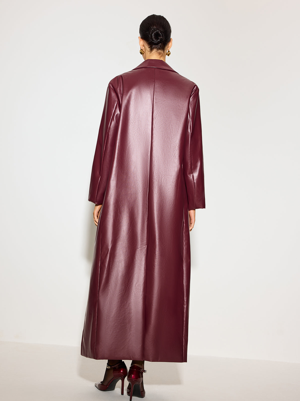 Şık PU Deri Düğmeli Ceket Shine Aura