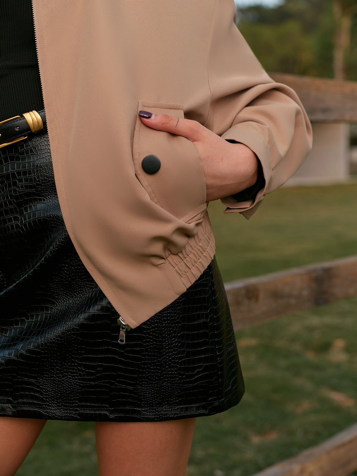 Şık Zıt Yaka Fermuarlı Ceket Shine Aura