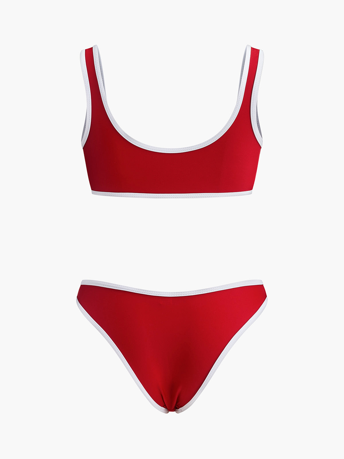 Şık Kontrast Dikişli V Yaka Bikini Takımı