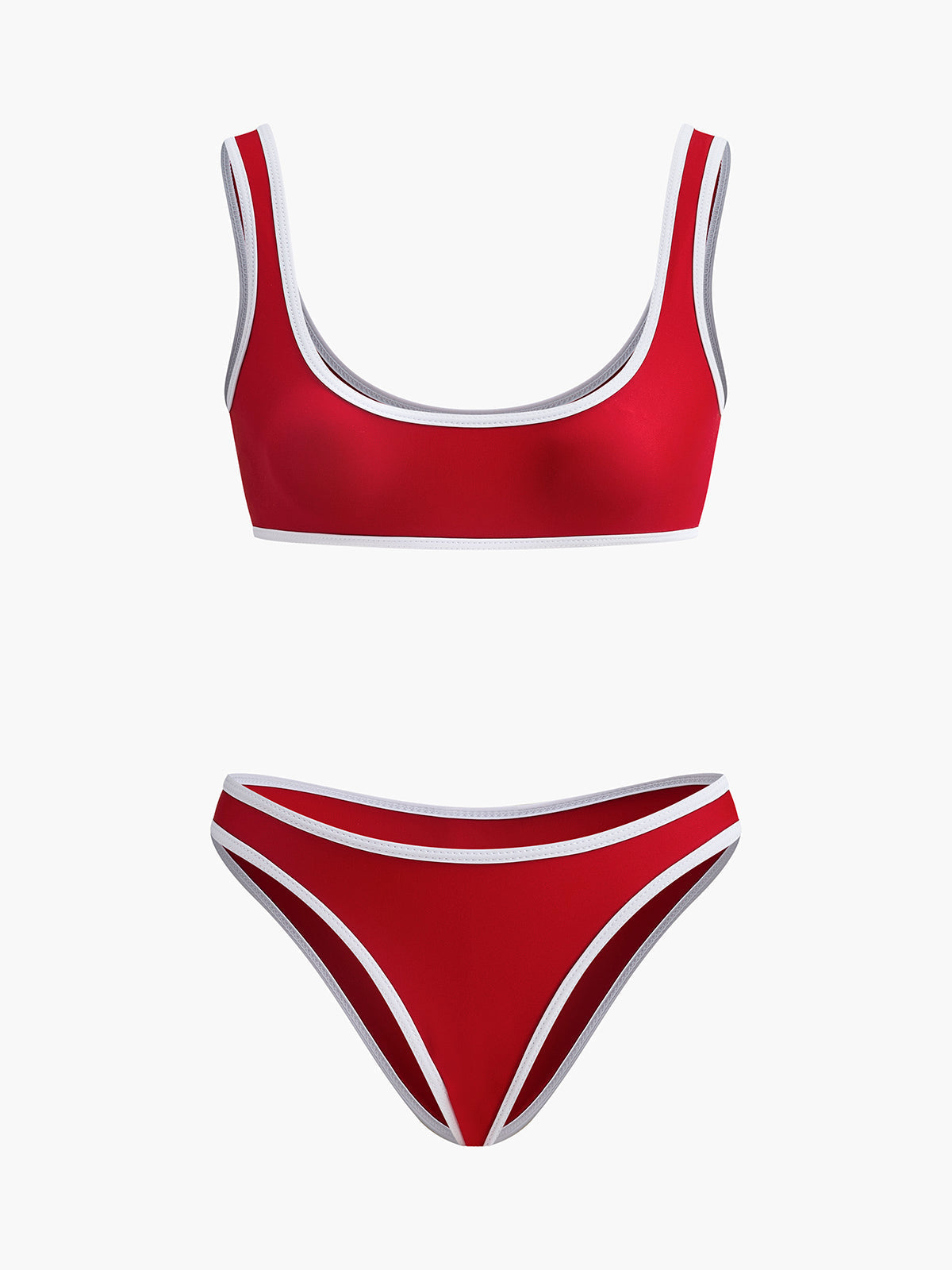 Şık Kontrast Dikişli V Yaka Bikini Takımı