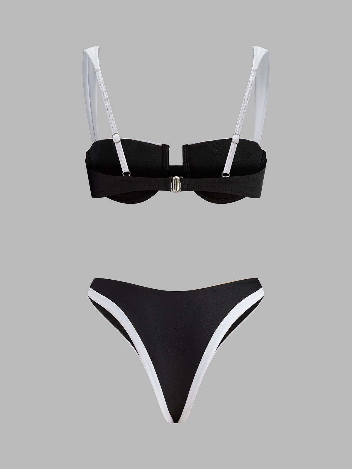 Şık Kontrast Süslemeli Kesik Bikini Takımı