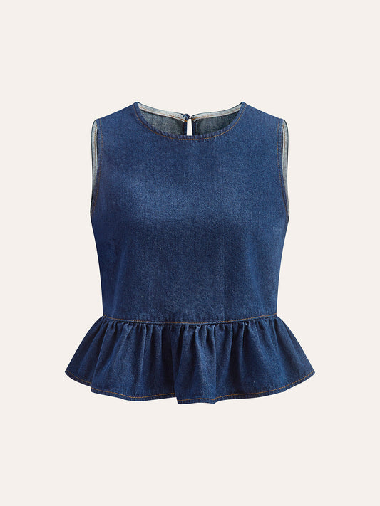 Şık Pamuklu Denim Peplum Üst ile Zahmetsiz Tarz