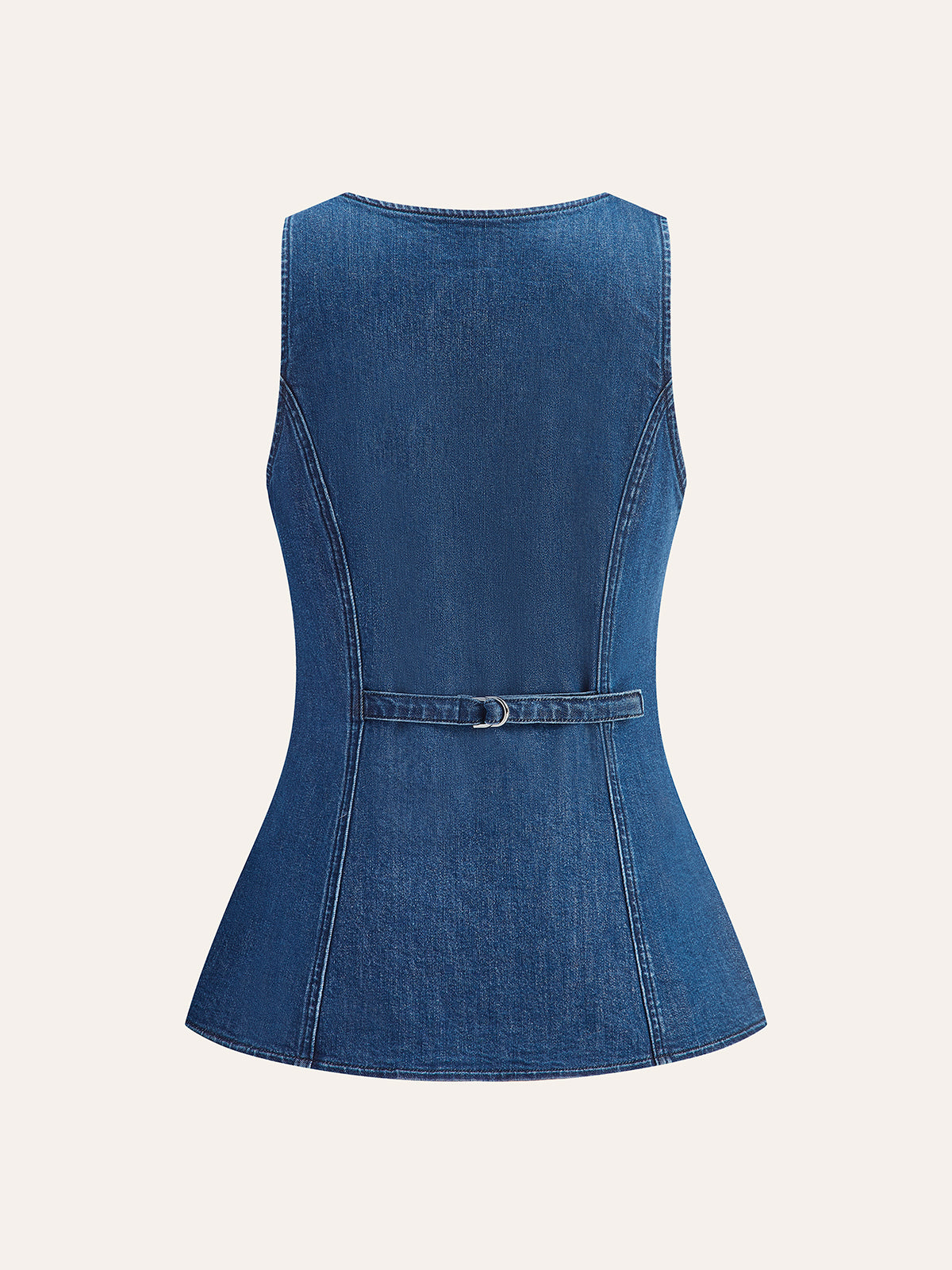 Şık Denim V Yaka Kısa Pantolon Takımı, Metal Düğmeli Bağlama Detayı ile