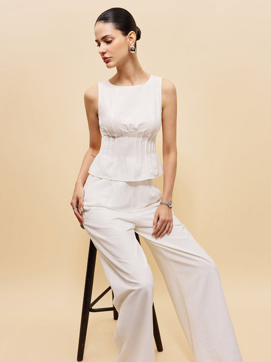 Şık Peplum Üst ve Dikkat Çekici Geniş Paça Pantolon Takımı