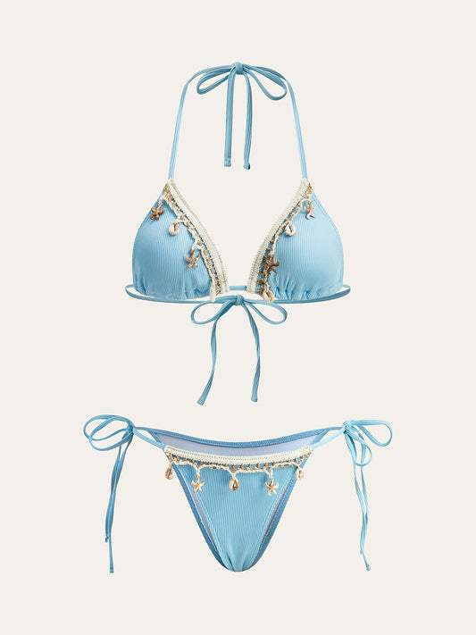 Küçüklik Takımlı Bikini Deniz Yengeci ve Kurdeleden Oluşan Pendentif Ile