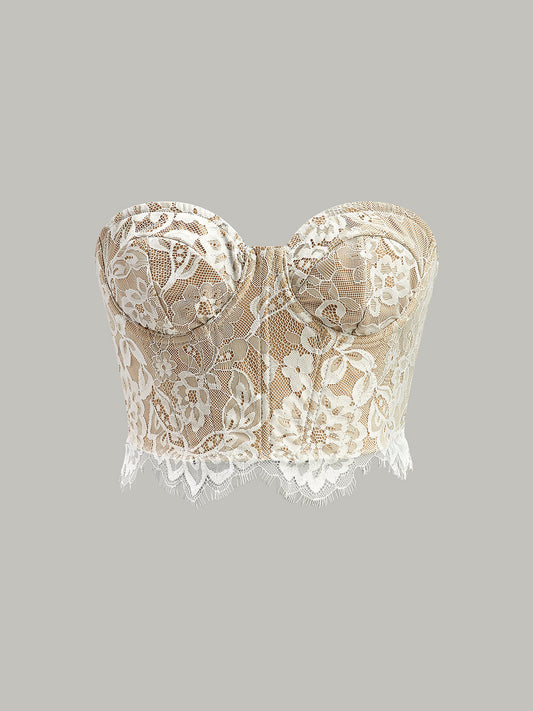 Ensemble de corset topless floral en encaje con diseño ajustado