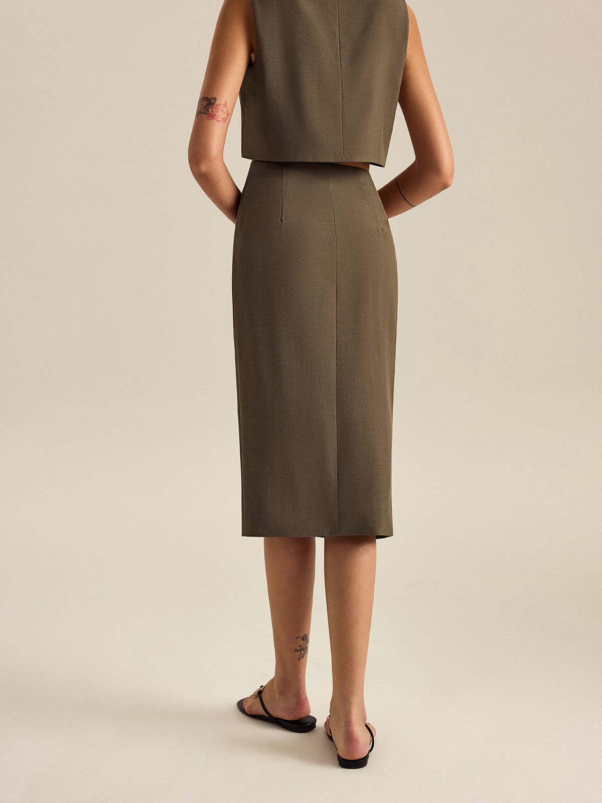 Yan yırtmaçlı bağcıklı etek Shine Aura