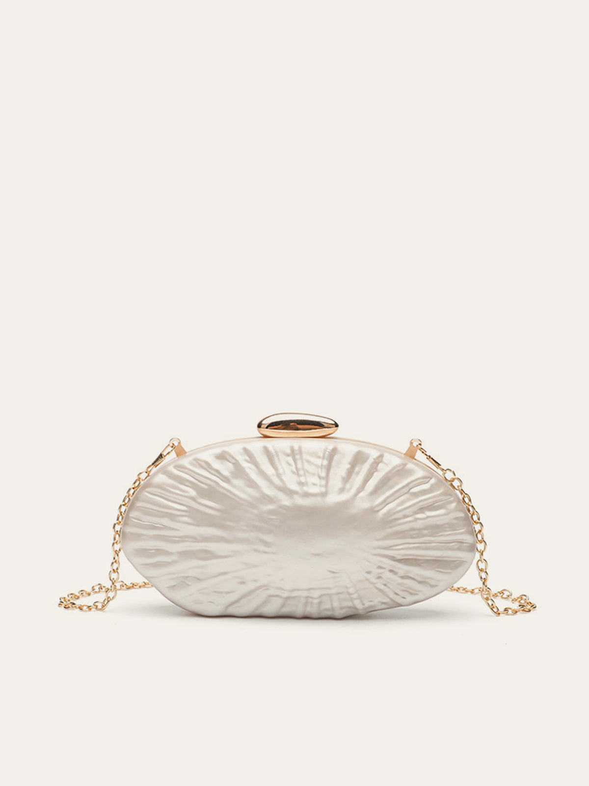Zarif İnci Doku Clutch Şık Altın Zincirli Shine Aura